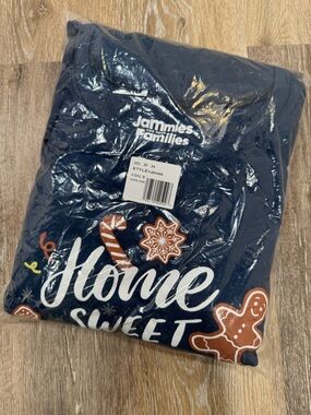 Kohl's Navy Sweatshirt with Gingerbread & Candy Cane Motif